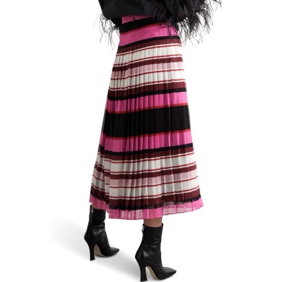 NEW VALENTINO GARAVANI STRIPED SILK MIDI SKIRT - Picture 7 of 13